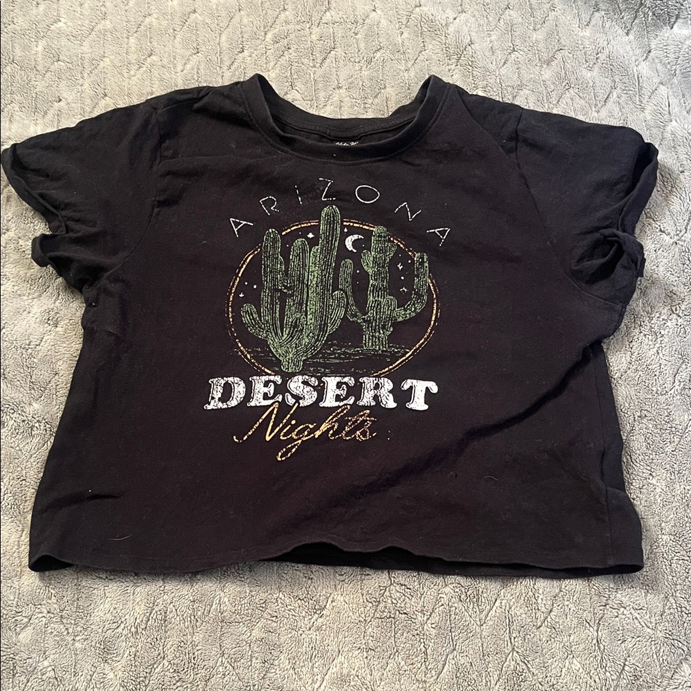 Vibe Black Tee with Green Cactus Desert Graphic